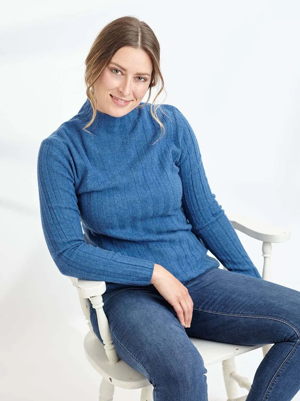100% Mongolian Cashmere Vertical Stripe Jumper