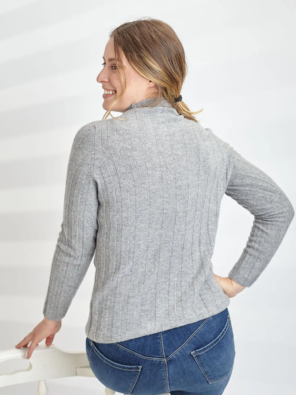 100% Mongolian Cashmere Vertical Stripe Jumper