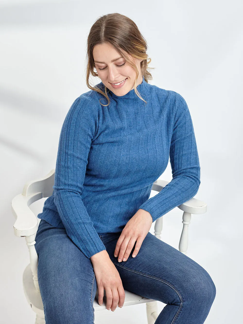 100% Mongolian Cashmere Vertical Stripe Jumper
