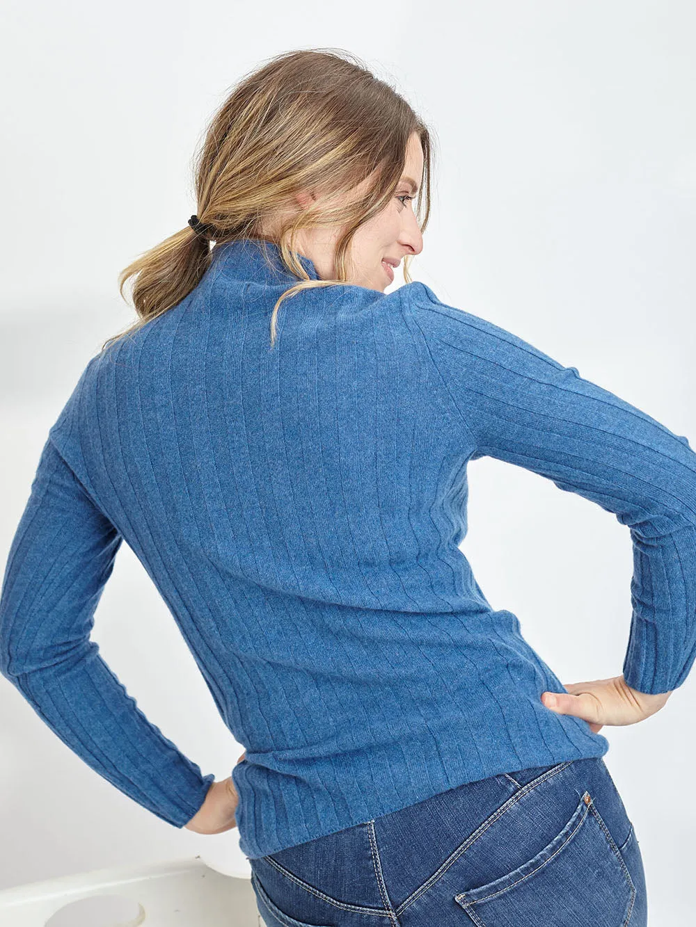 100% Mongolian Cashmere Vertical Stripe Jumper
