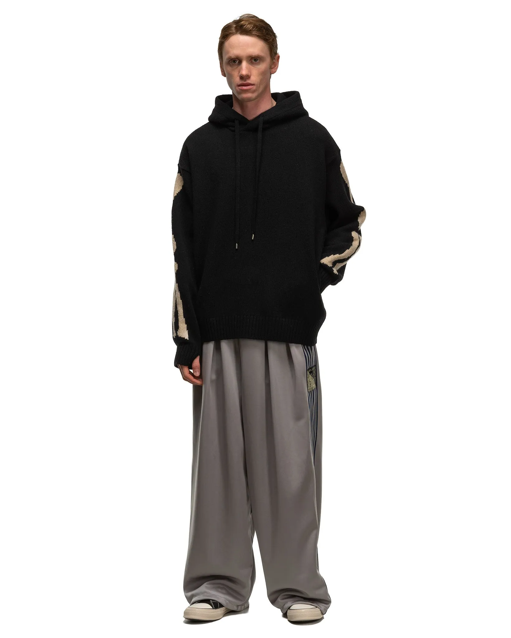 5G Wool BONE Hood Sweater Black