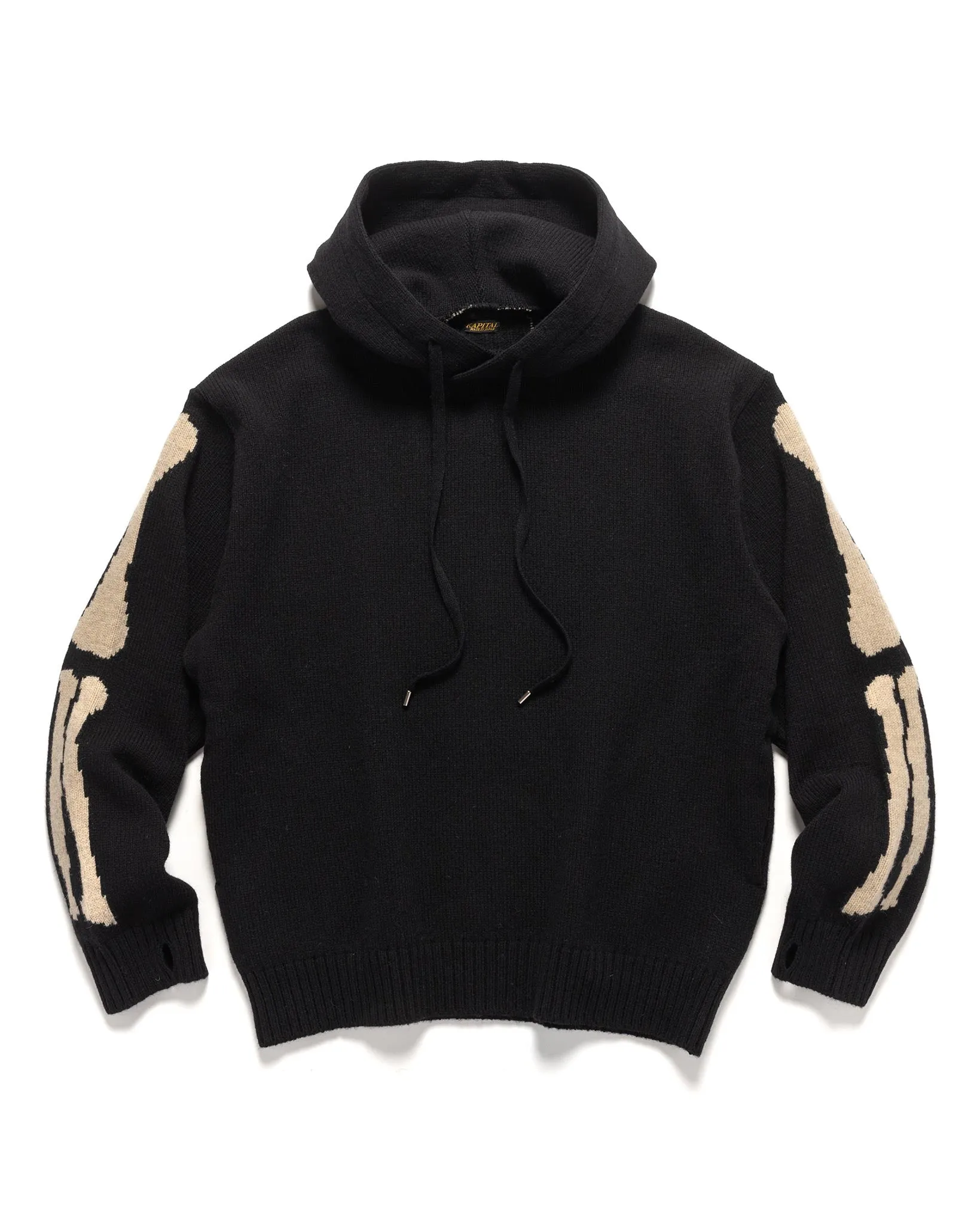 5G Wool BONE Hood Sweater Black