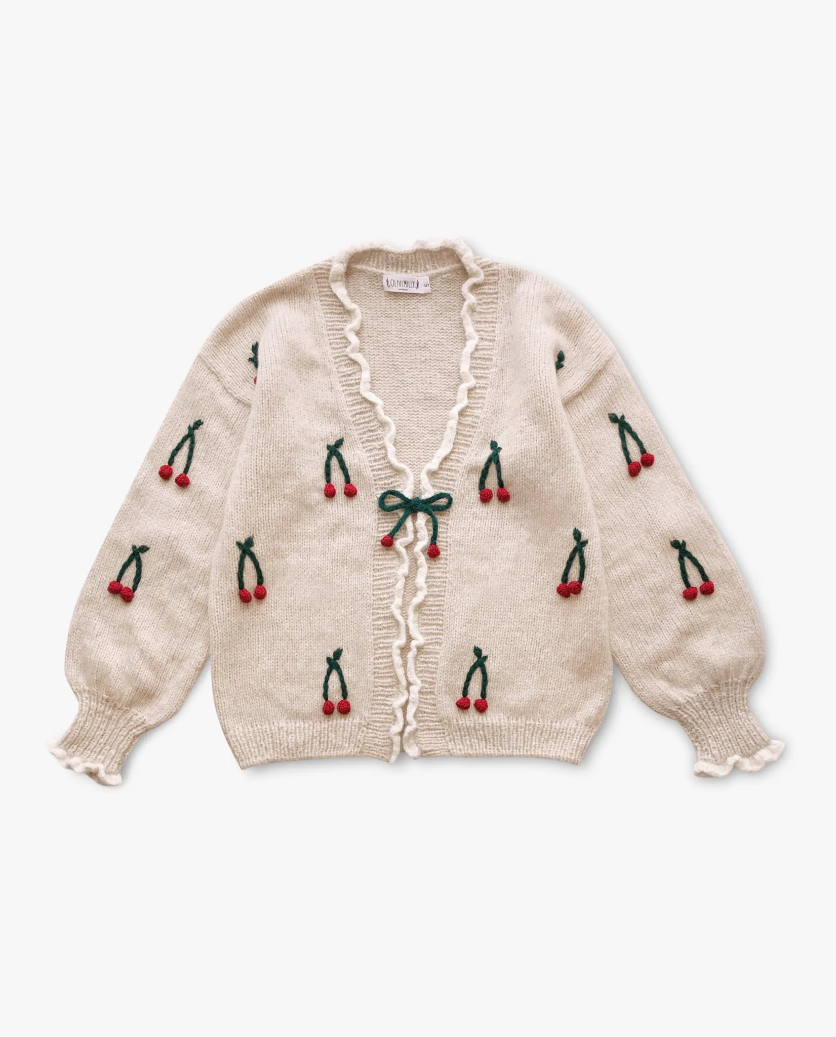 Adult Cherries Cardigan | Wheat