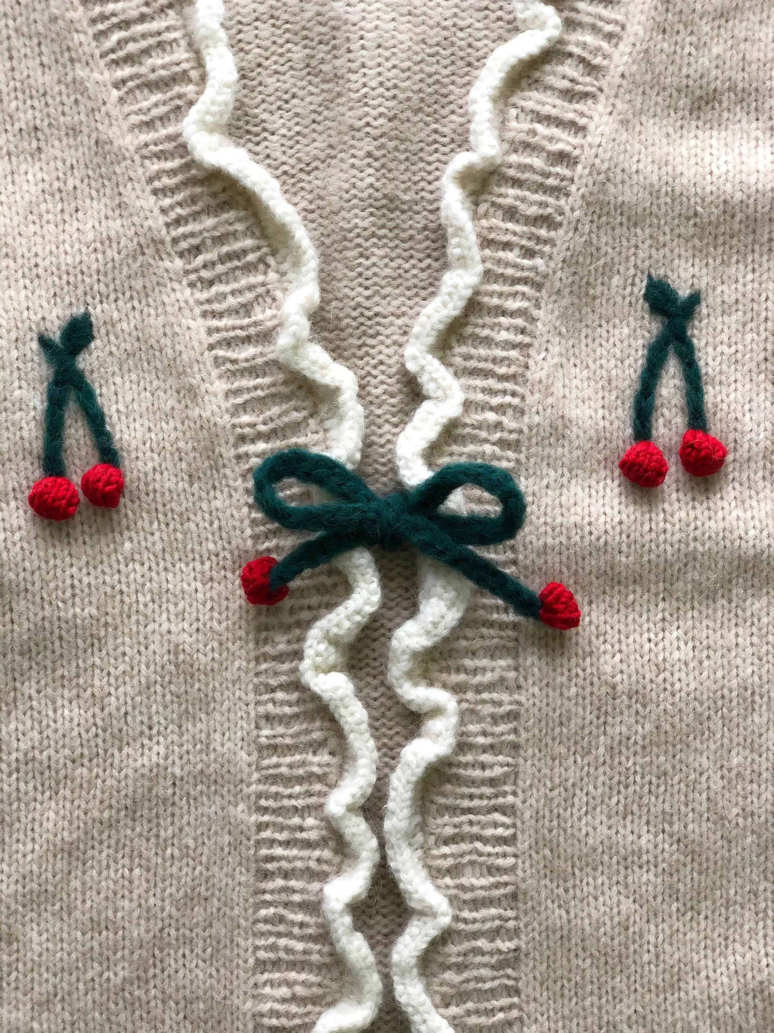 Adult Cherries Cardigan | Wheat