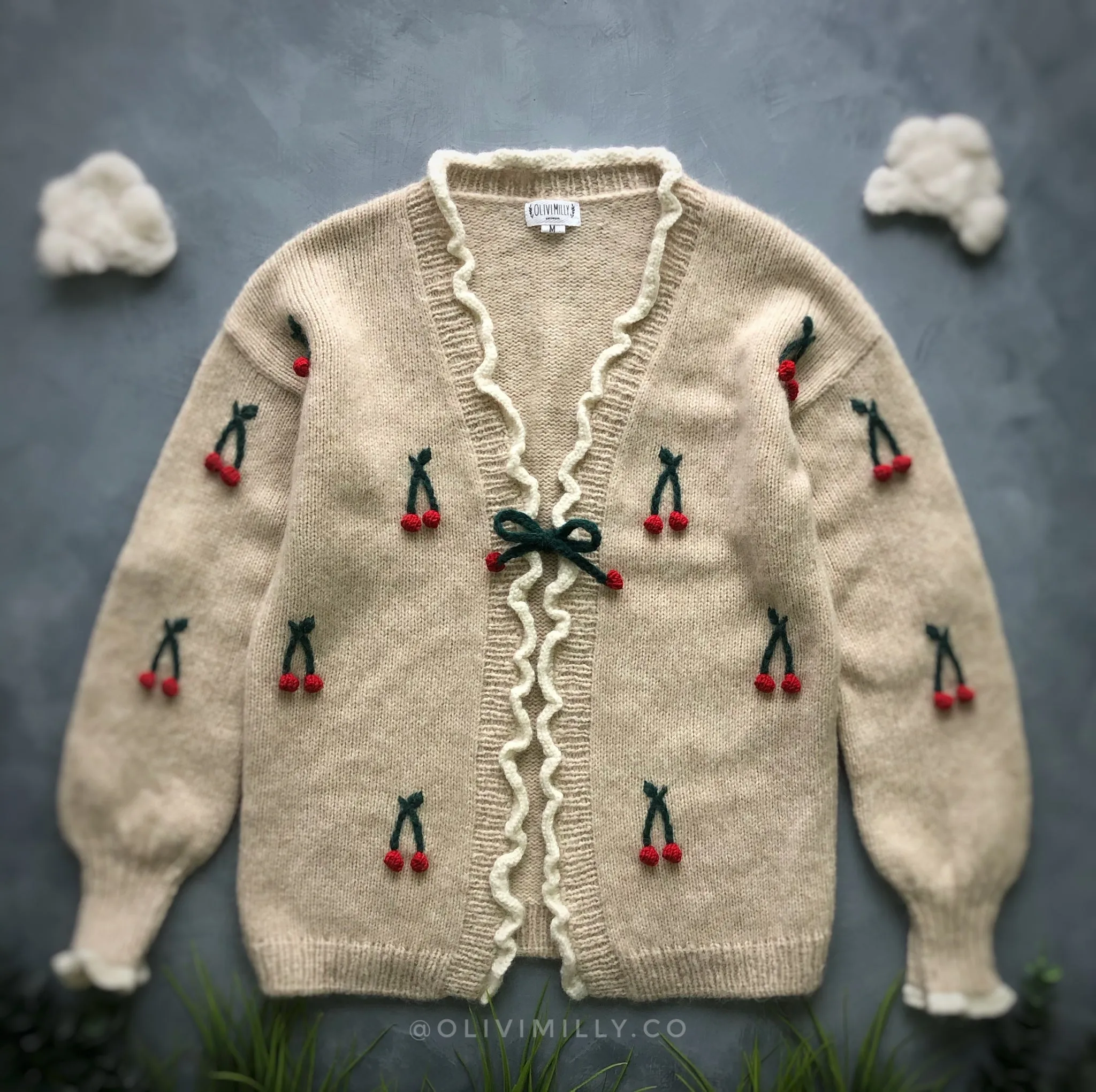 Adult Cherries Cardigan | Wheat