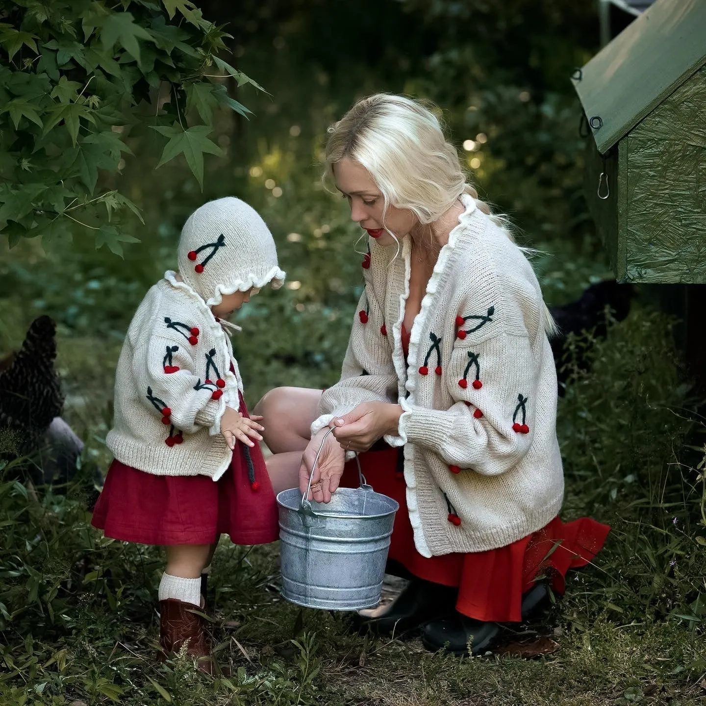 Adult Cherries Cardigan | Wheat