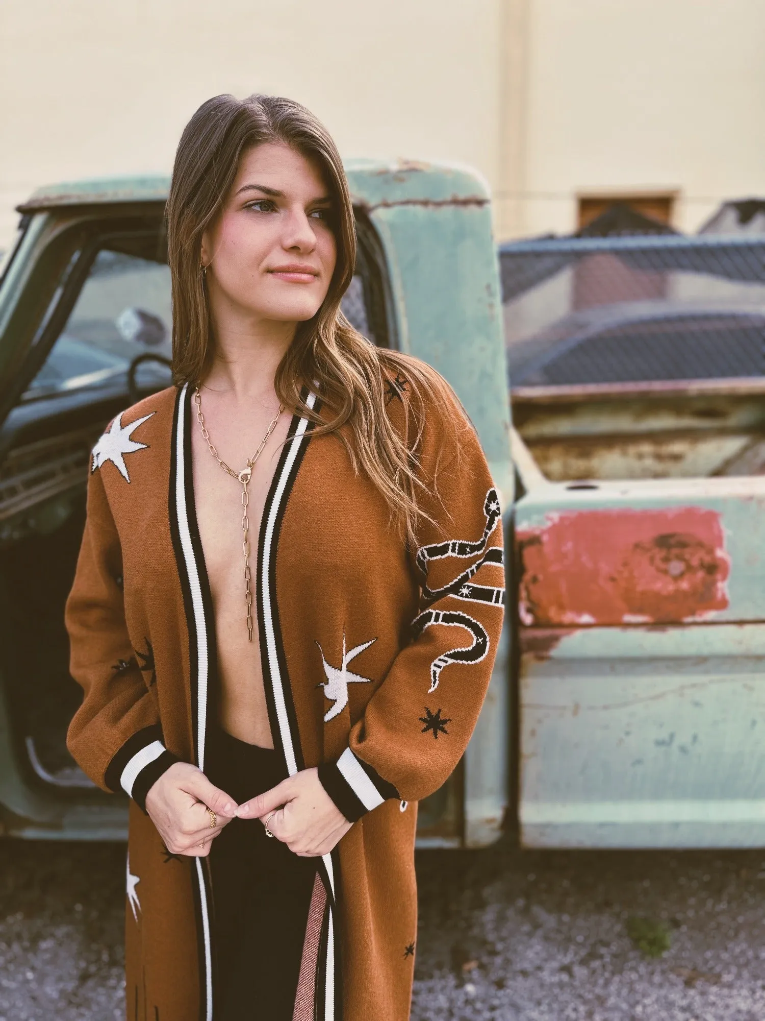 Allie Falcon Seek & Find Maxi Sweater Cardigan