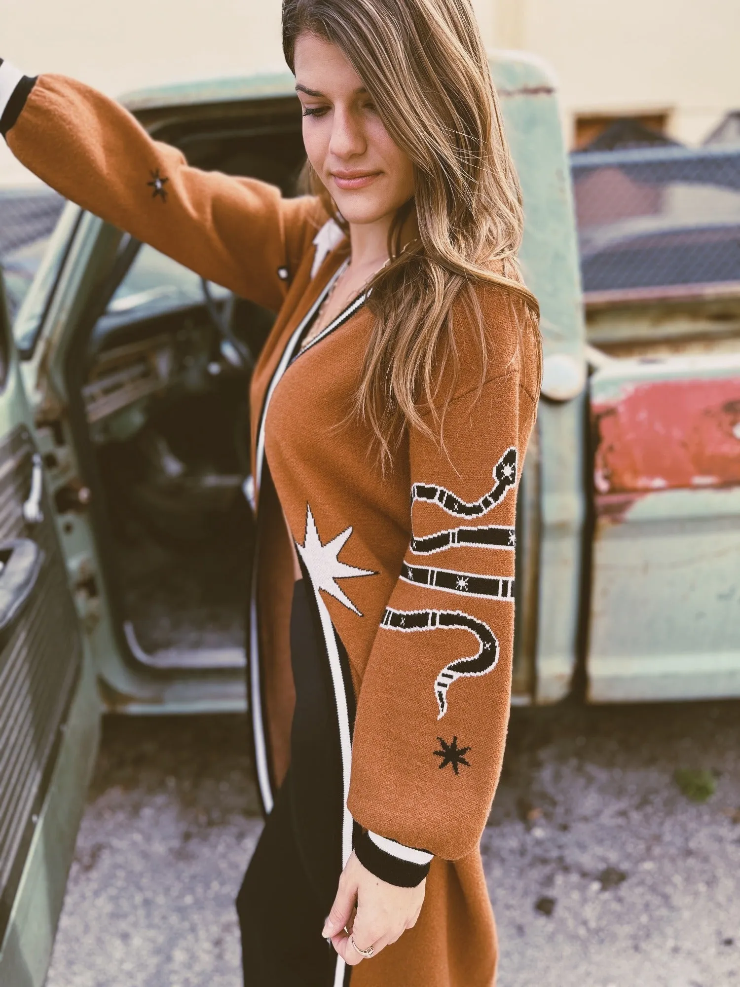 Allie Falcon Seek & Find Maxi Sweater Cardigan