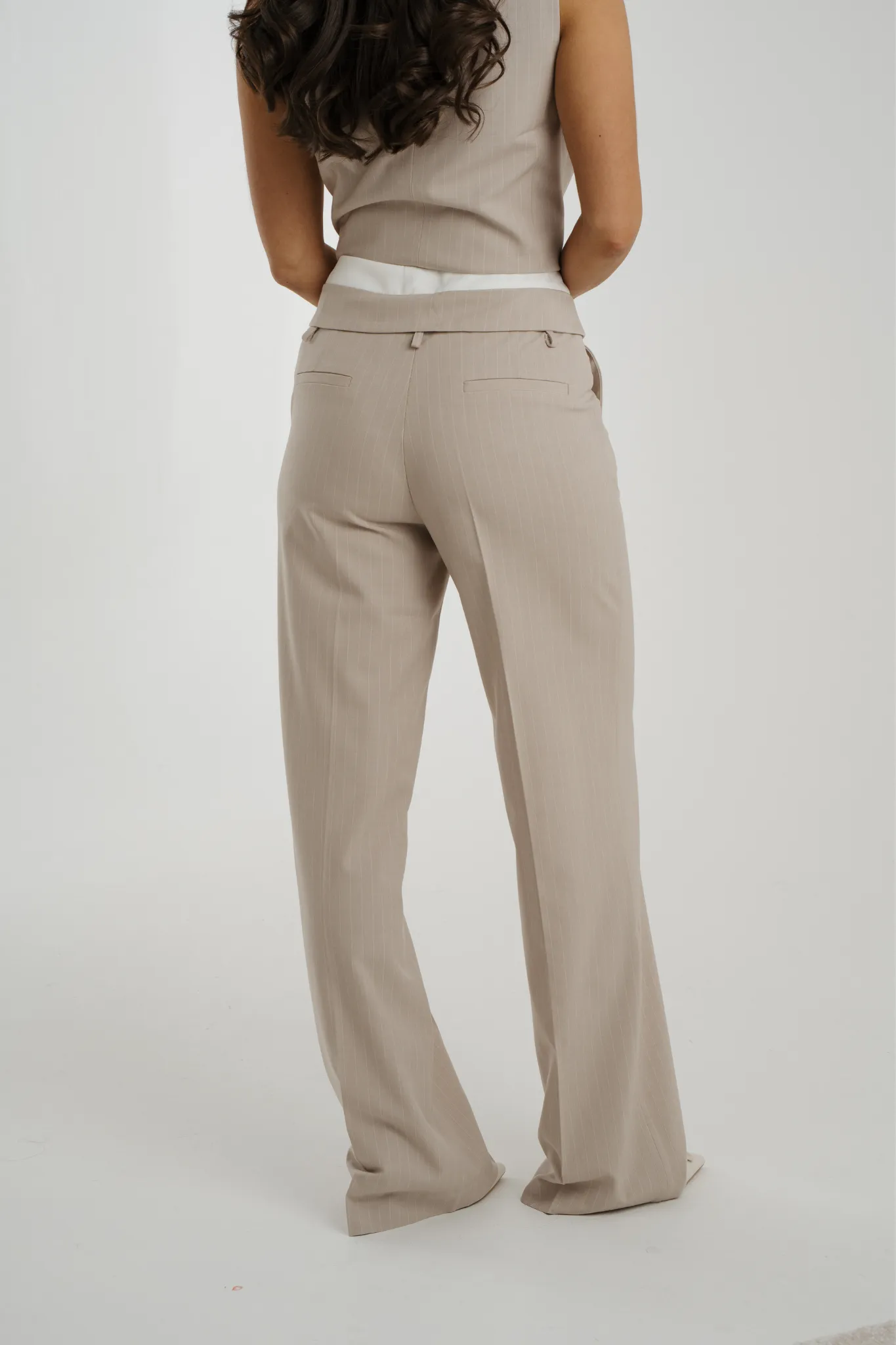 Arabella Pinstripe Trousers In Beige