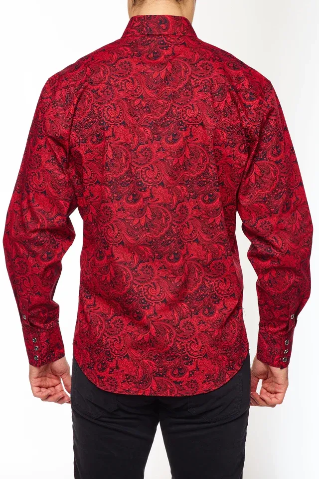 Avalon Men's Ls Western Snap Print Shirt