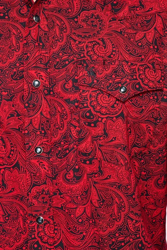 Avalon Men's Ls Western Snap Print Shirt