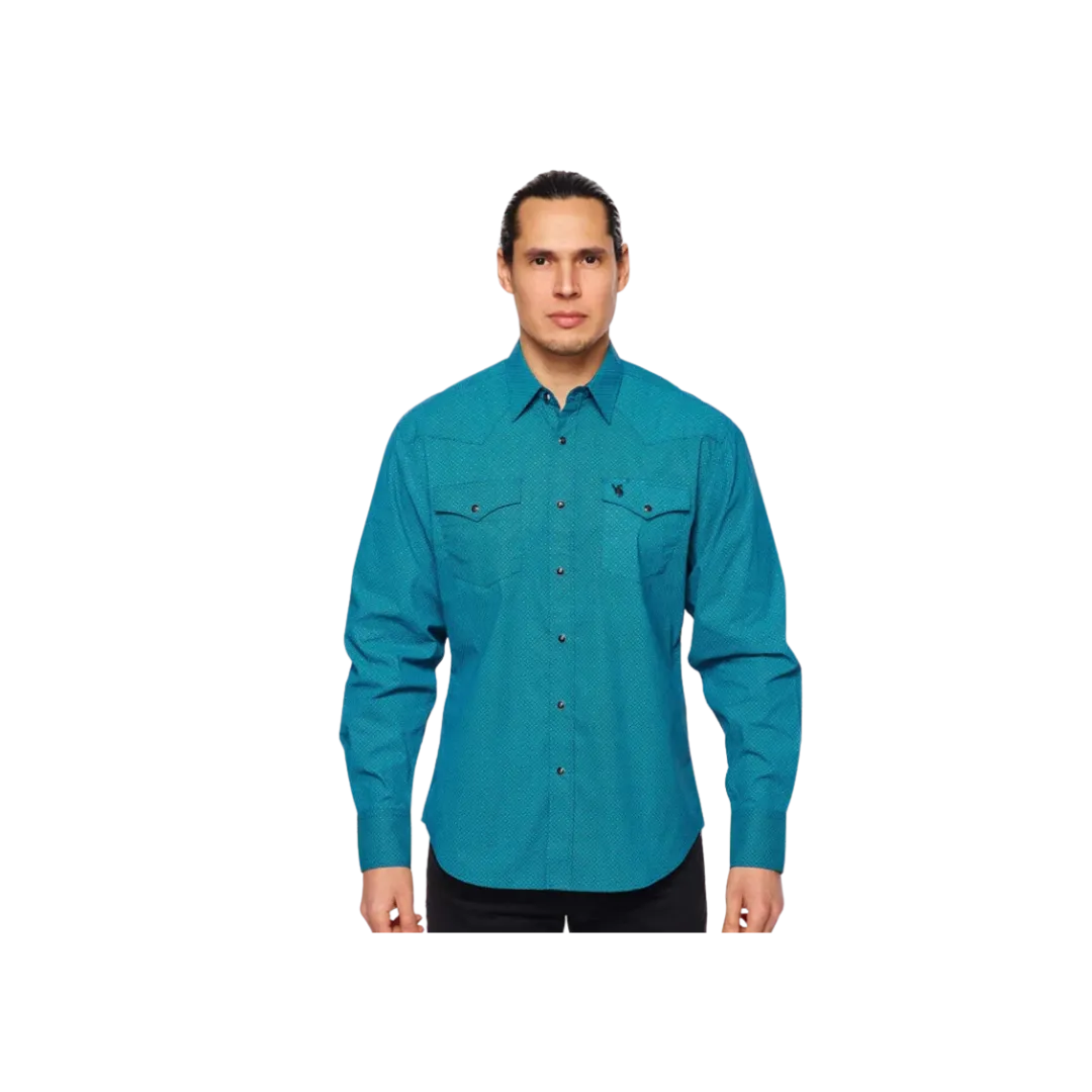 Avalon Men's Rodeo Western Print Long Sleeve Shirt