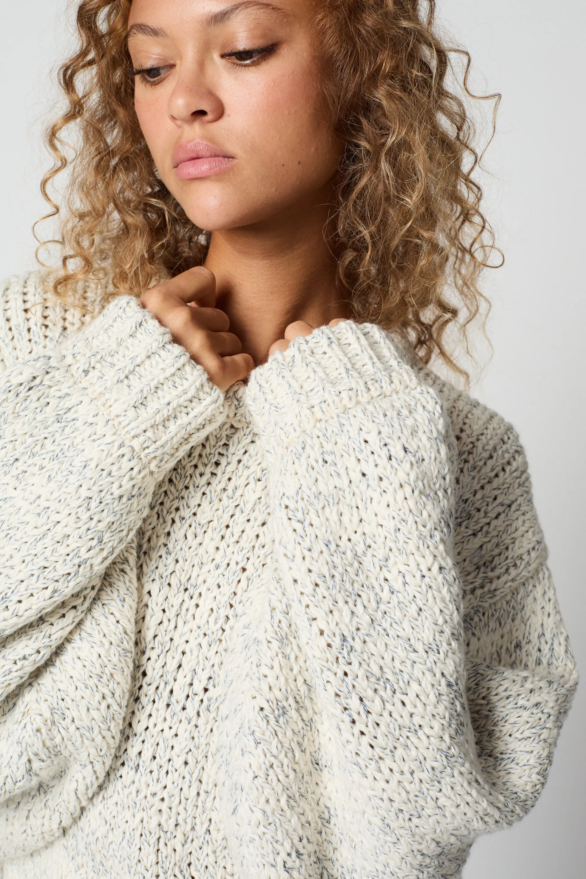 BALLOON SLEEVE IN TEXTURE LOOSE COTTON