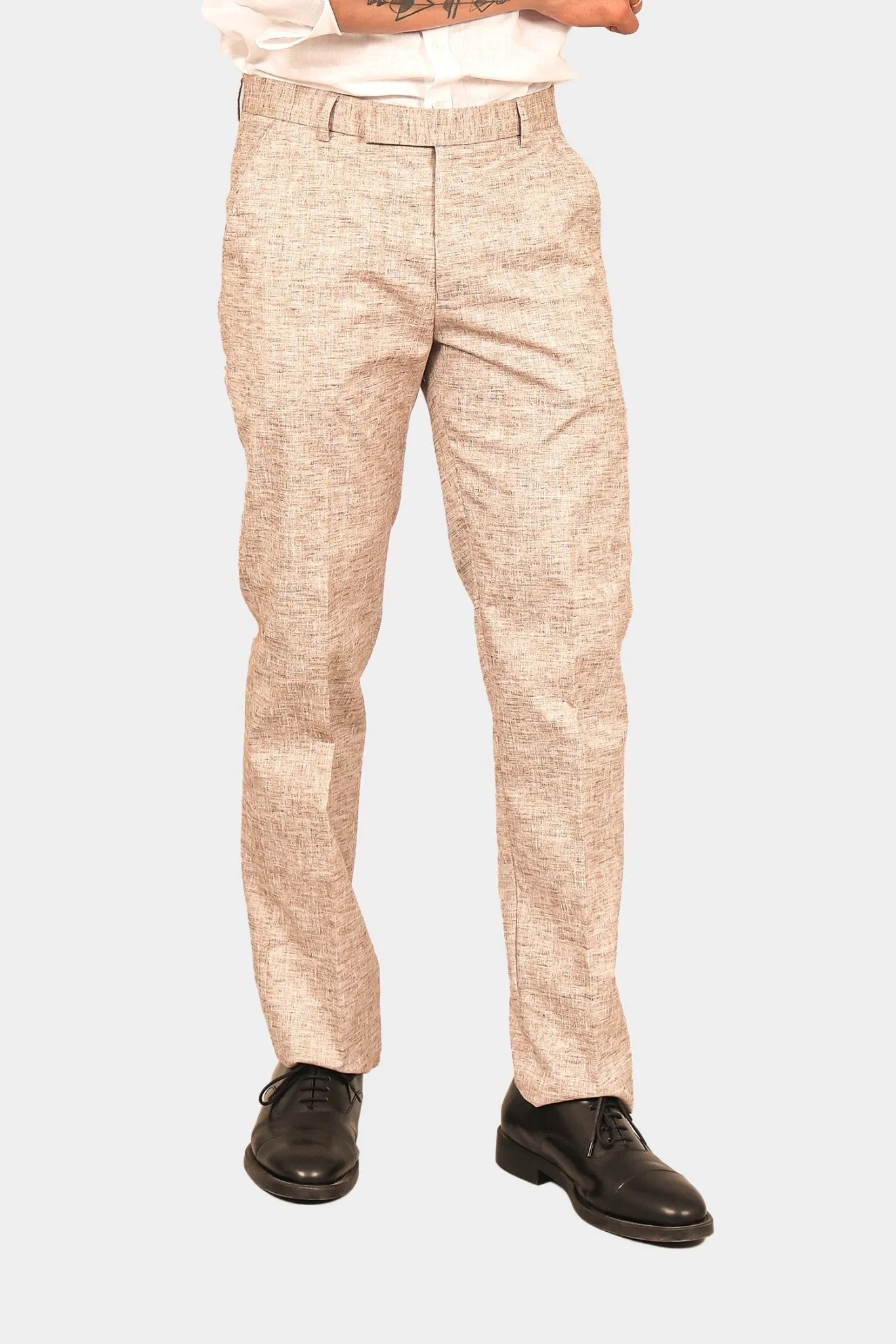 Bluebird Men's Brown Linen Formal Trouser