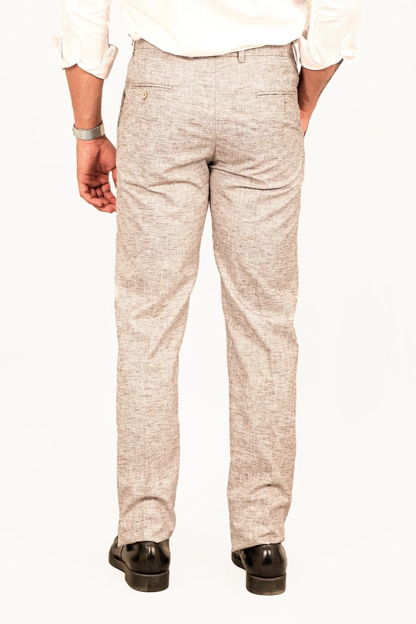 Bluebird Men's Brown Linen Formal Trouser