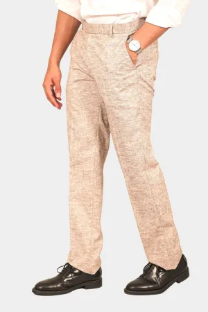 Bluebird Men's Brown Linen Formal Trouser
