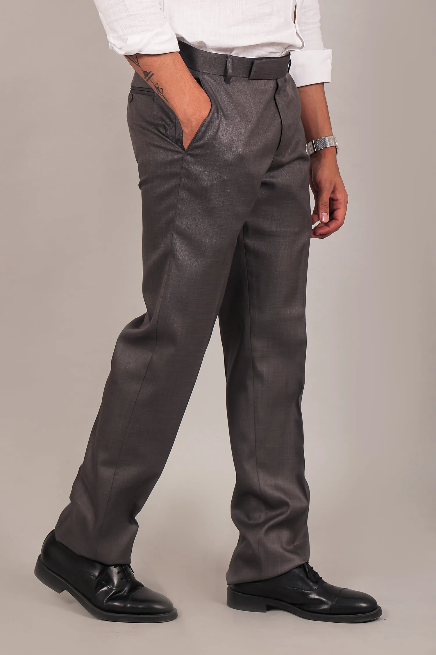 Bluebird Men's Dark Grey Formal Trousers