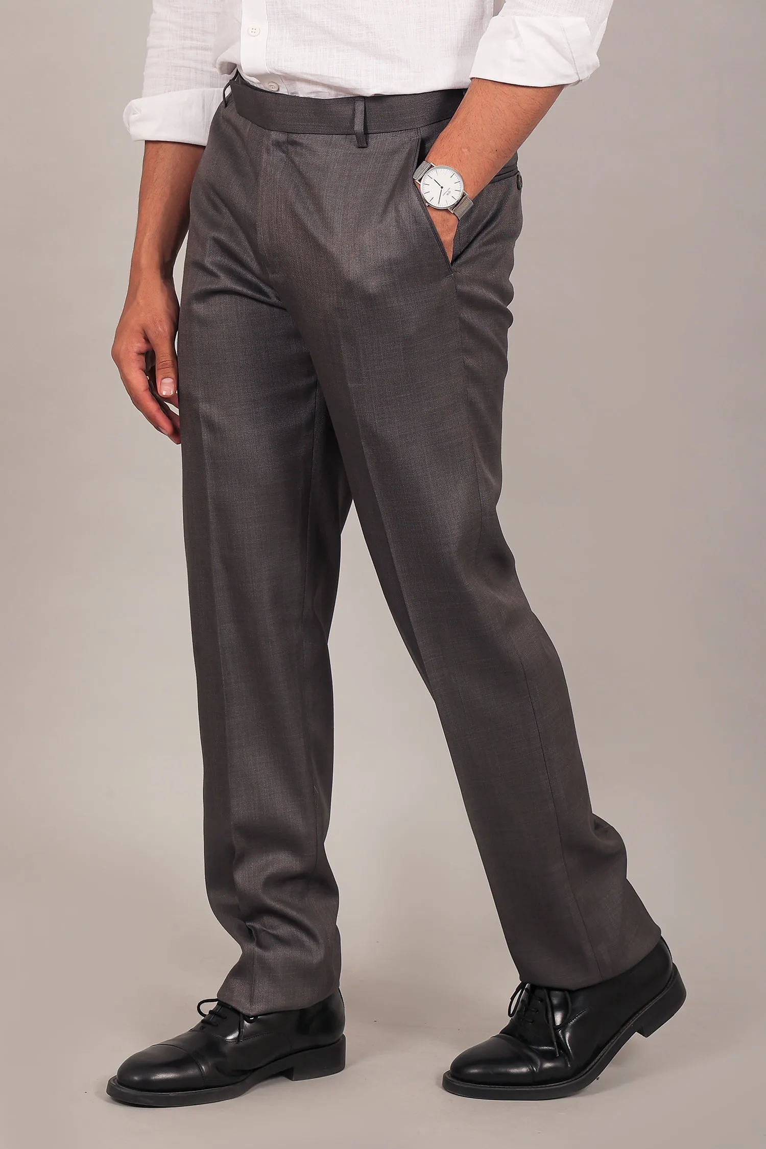 Bluebird Men's Dark Grey Formal Trousers