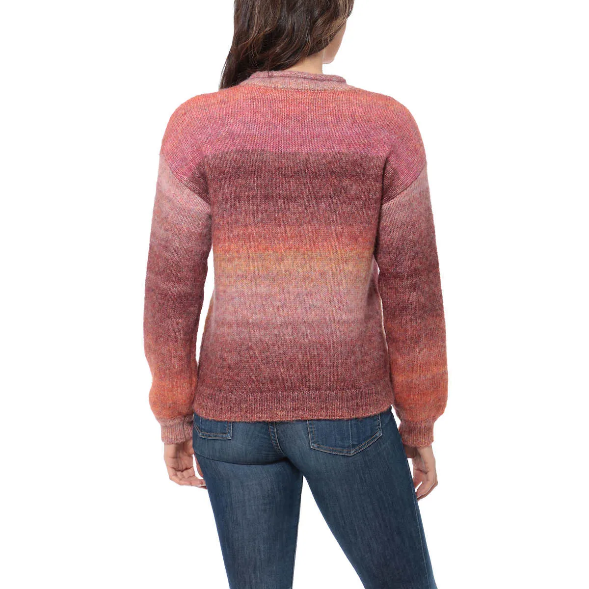 Briggs Women's Cozy V-Neck Soft Knit Wool Blend Ombre Space Dye Sweater