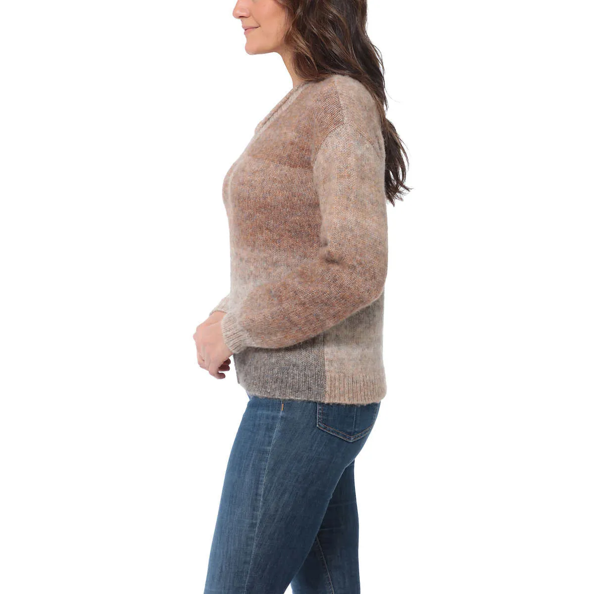 Briggs Women's Cozy V-Neck Soft Knit Wool Blend Ombre Space Dye Sweater