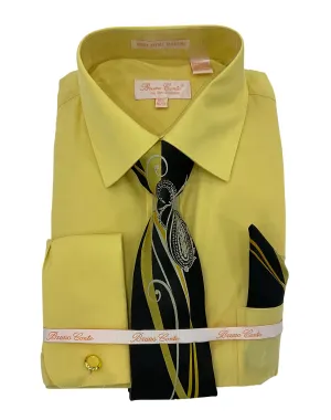 Bruno Conte Regular Fit Dress Shirt Combo - Yellow Mustard