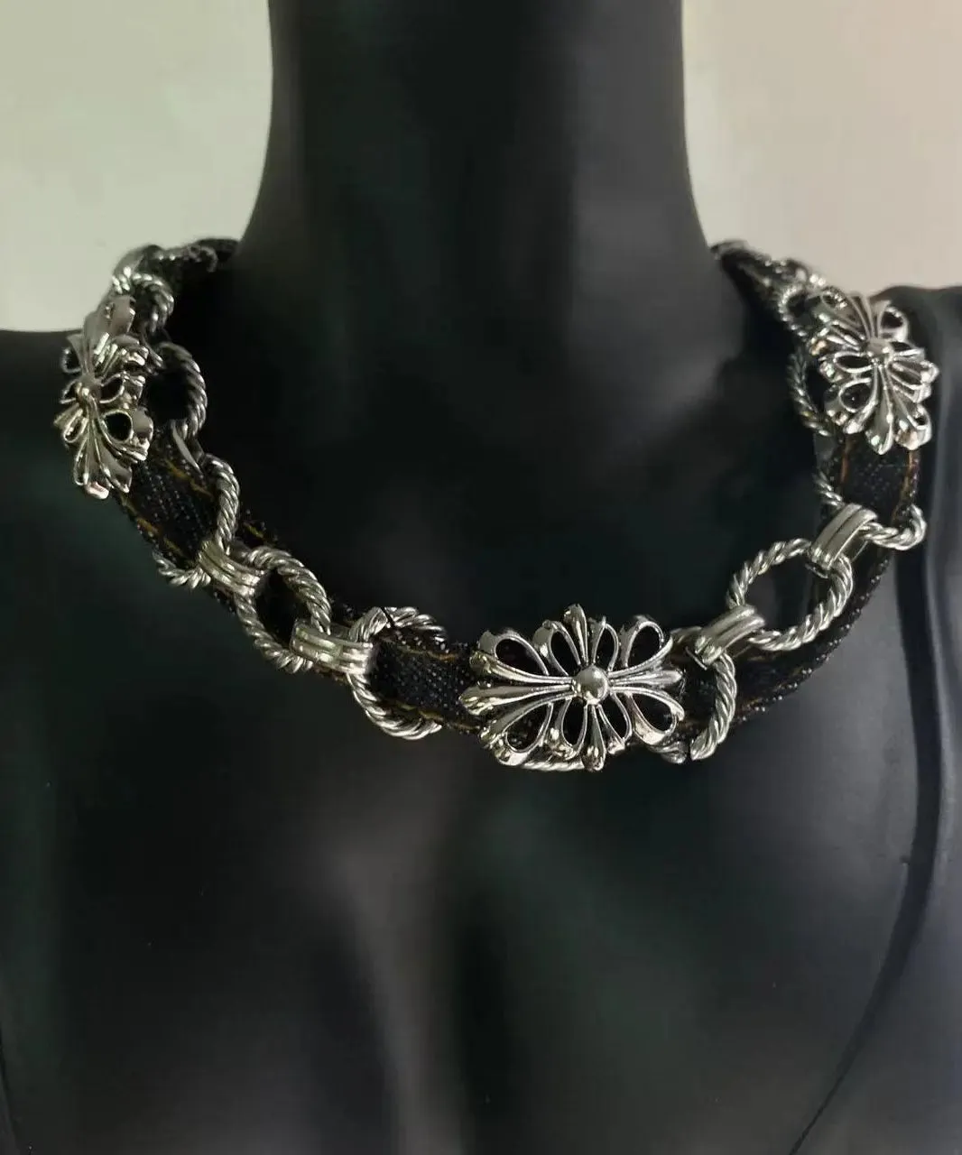 Chic Black Stainless Steel Cross Necklace ML0684