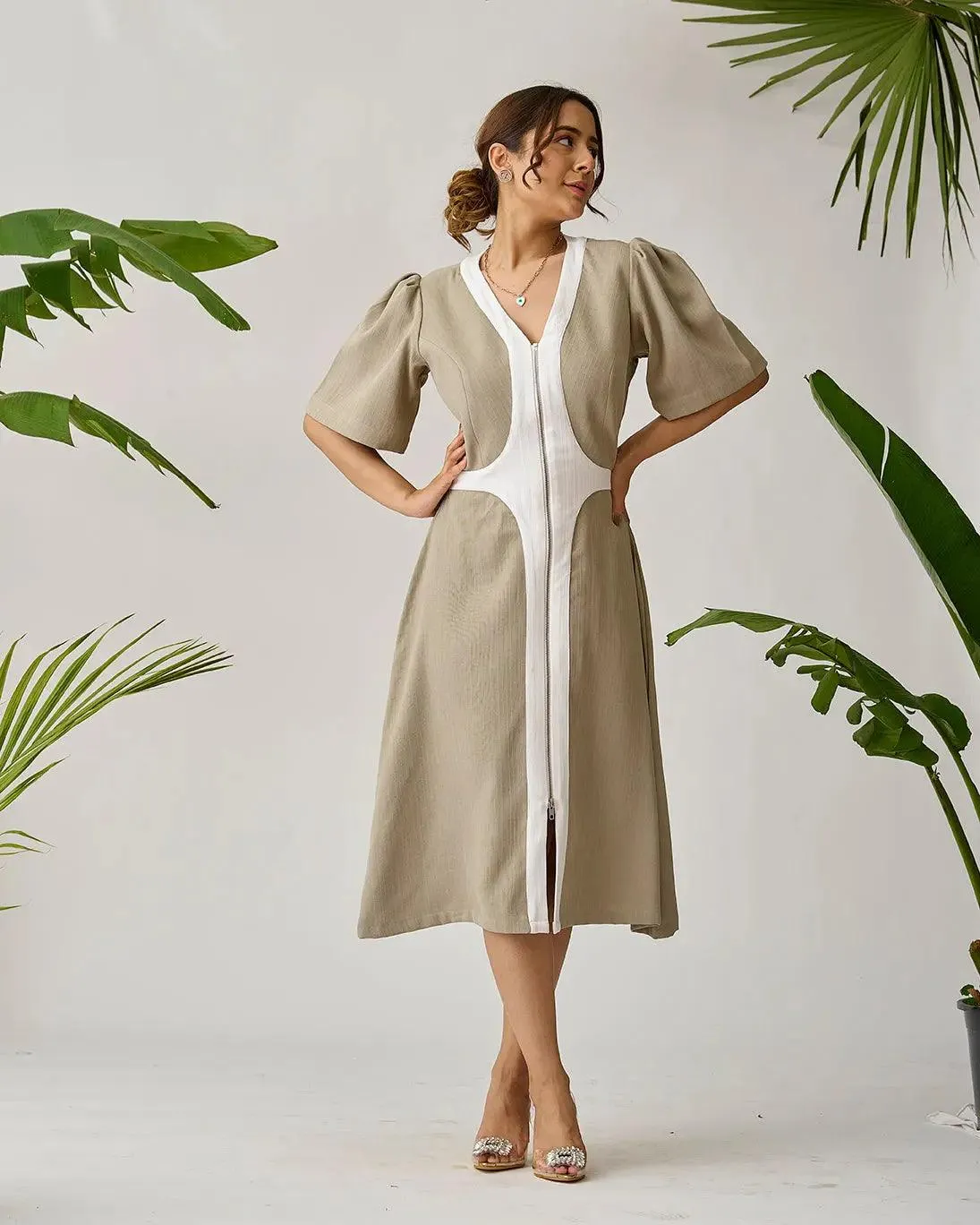 Chic Harmony Two Tone Midi Dress