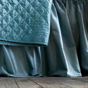 Chloe Gathered Bed Skirt Seafoam Velvet 3/22X86