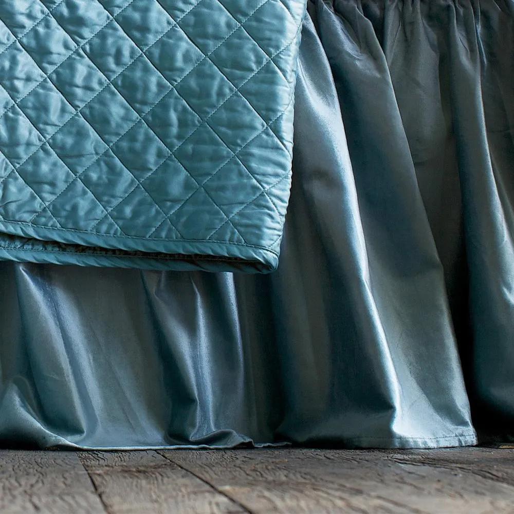 Chloe Gathered Bed Skirt Seafoam Velvet 3/22X86