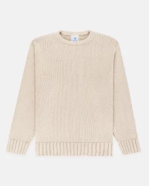 CHUNKY COTTON CREW NECK SWEATER - NATURAL