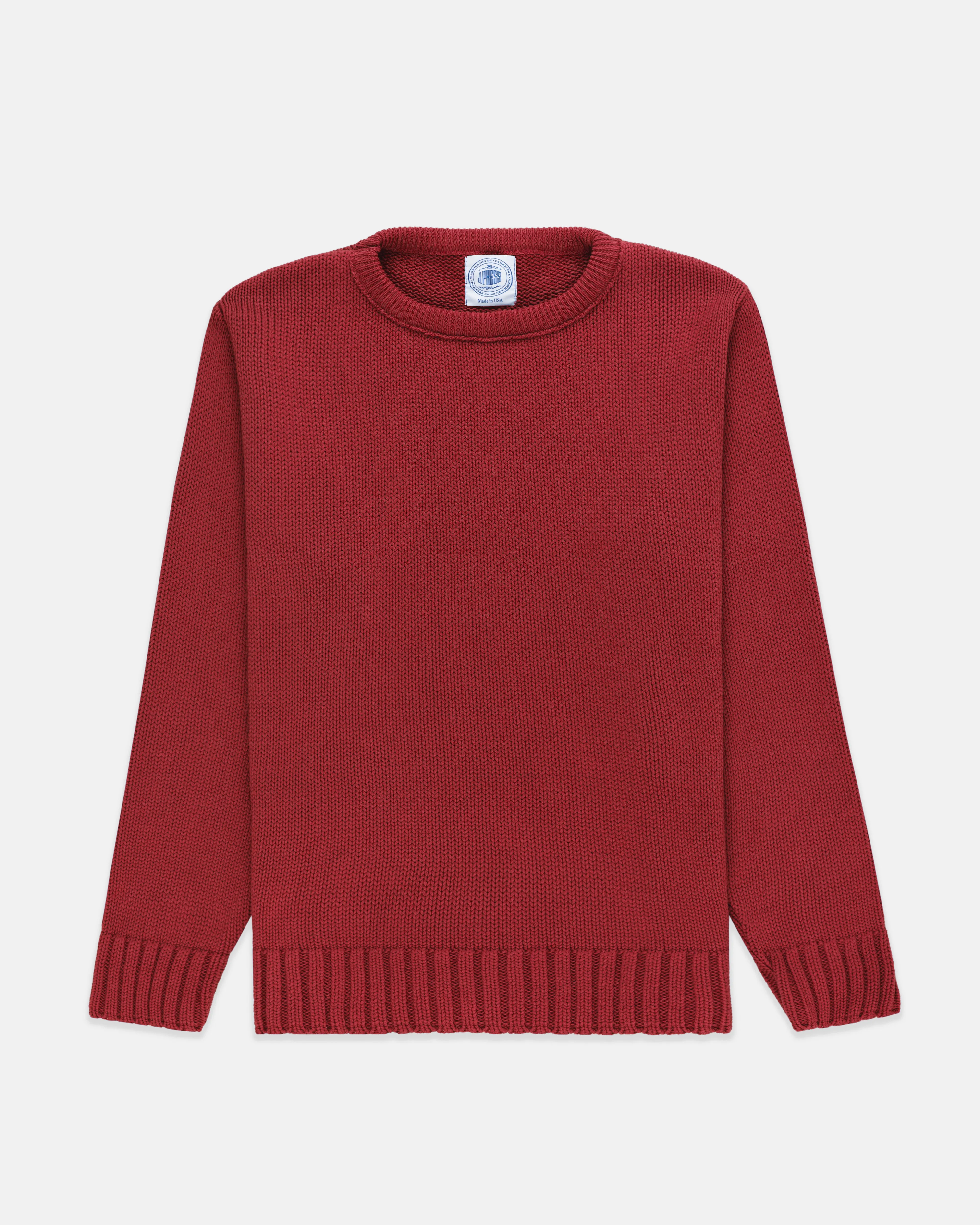 CHUNKY COTTON CREW NECK SWEATER - RED