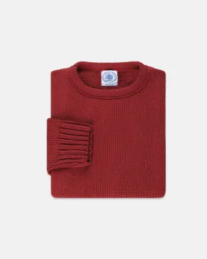 CHUNKY COTTON CREW NECK SWEATER - RED