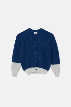 Color block tricot cardigan