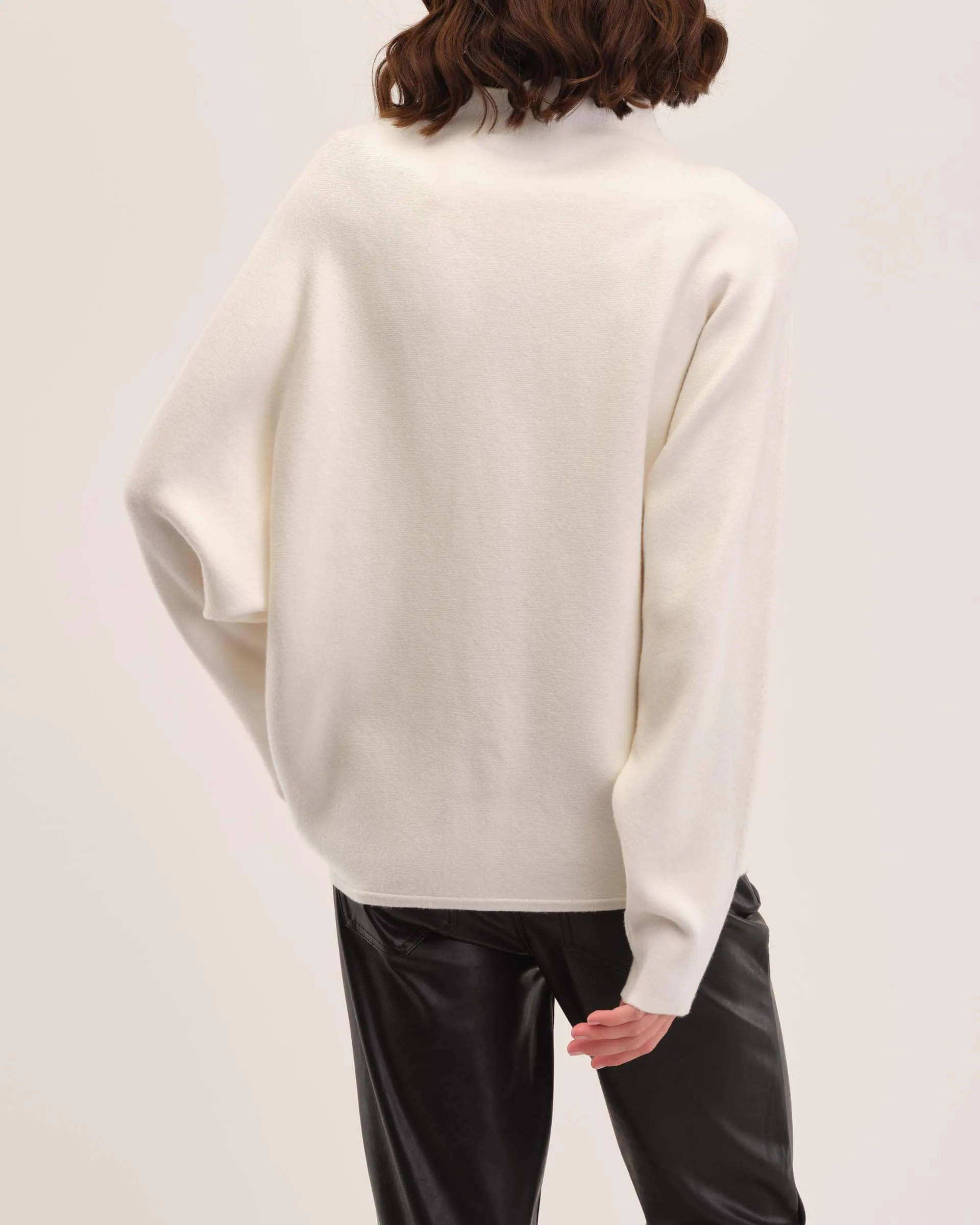 Cozy Pearl Beaded Funnel Neck Sweater