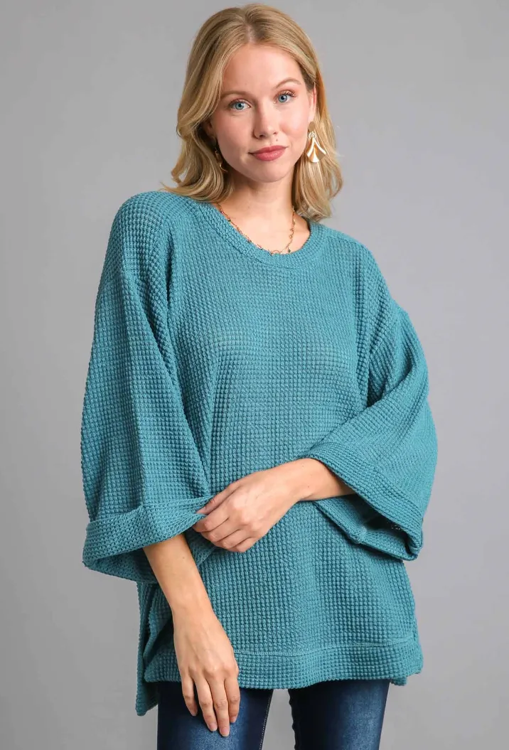 Cozy Walks Waffle Knit Top
