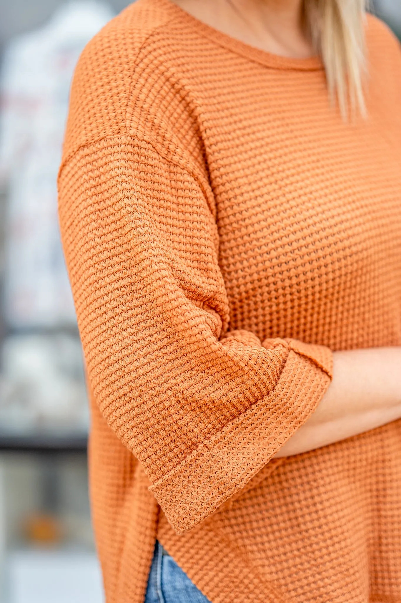 Cozy Walks Waffle Knit Top
