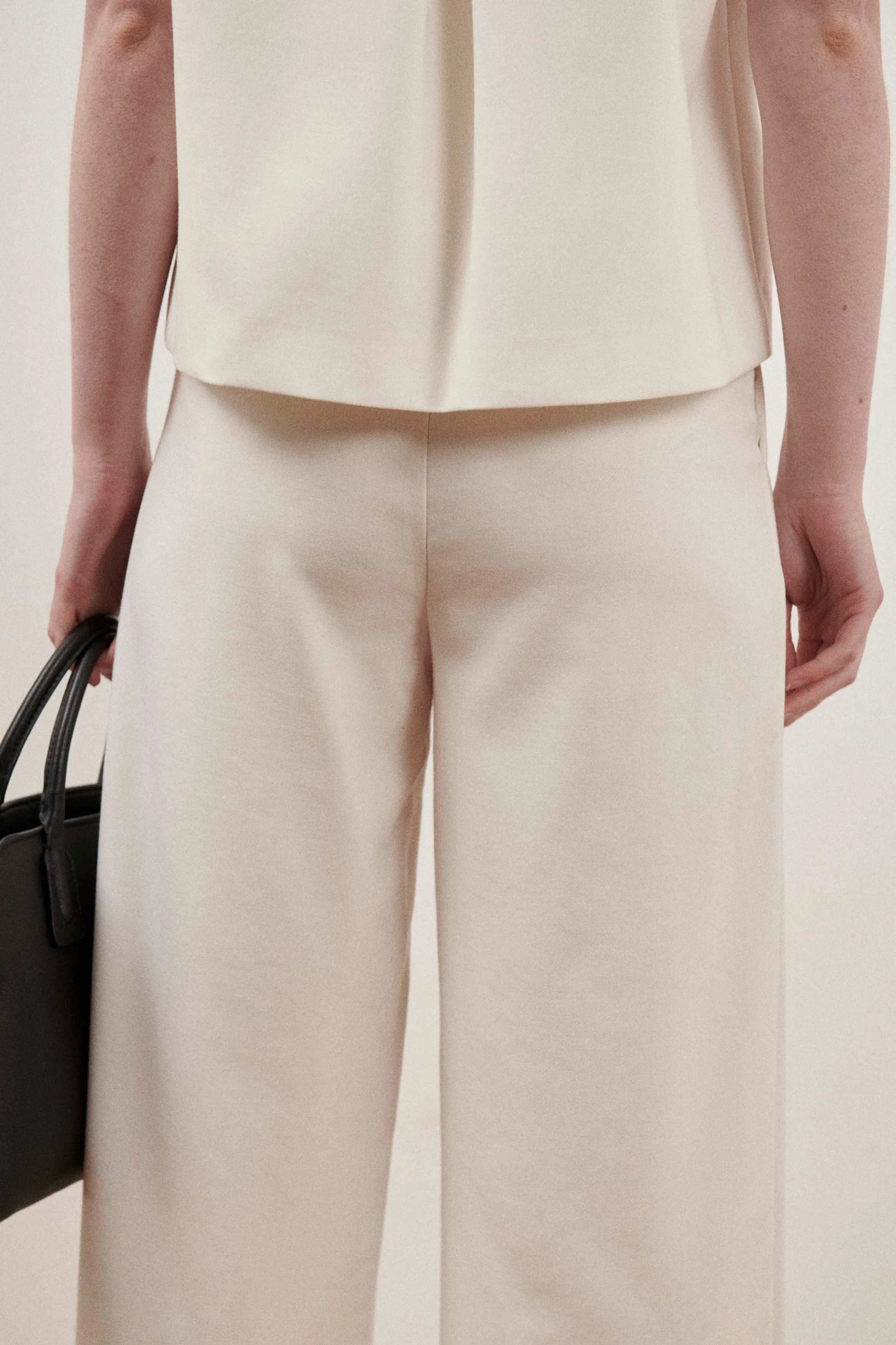 Cream Contrast Stitch Trousers