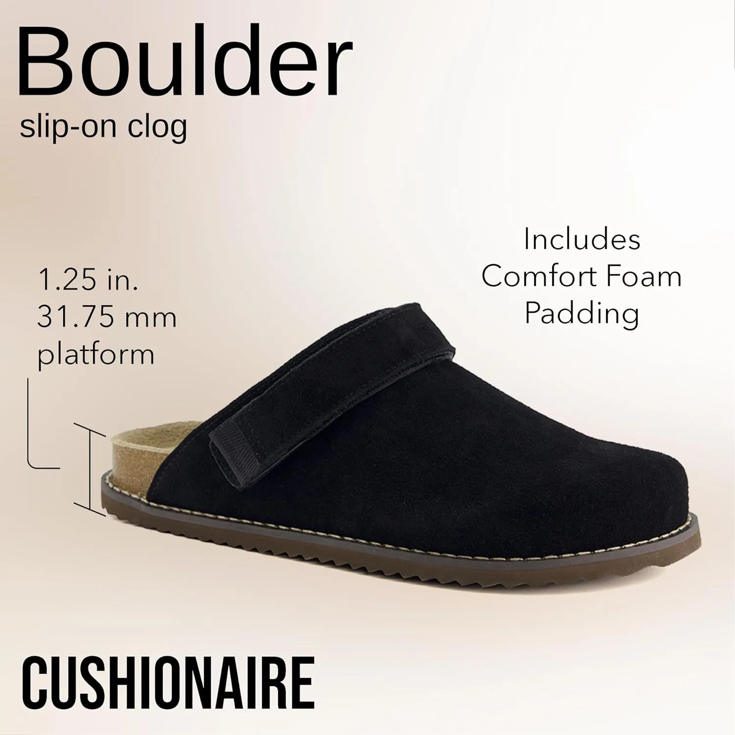 CUSHIONAIRE Women's Boulder Genuine Suede Clog with Swivel Strap  Lightweight EVA Sole, Memory Foam Insole, Wide Widths Available
