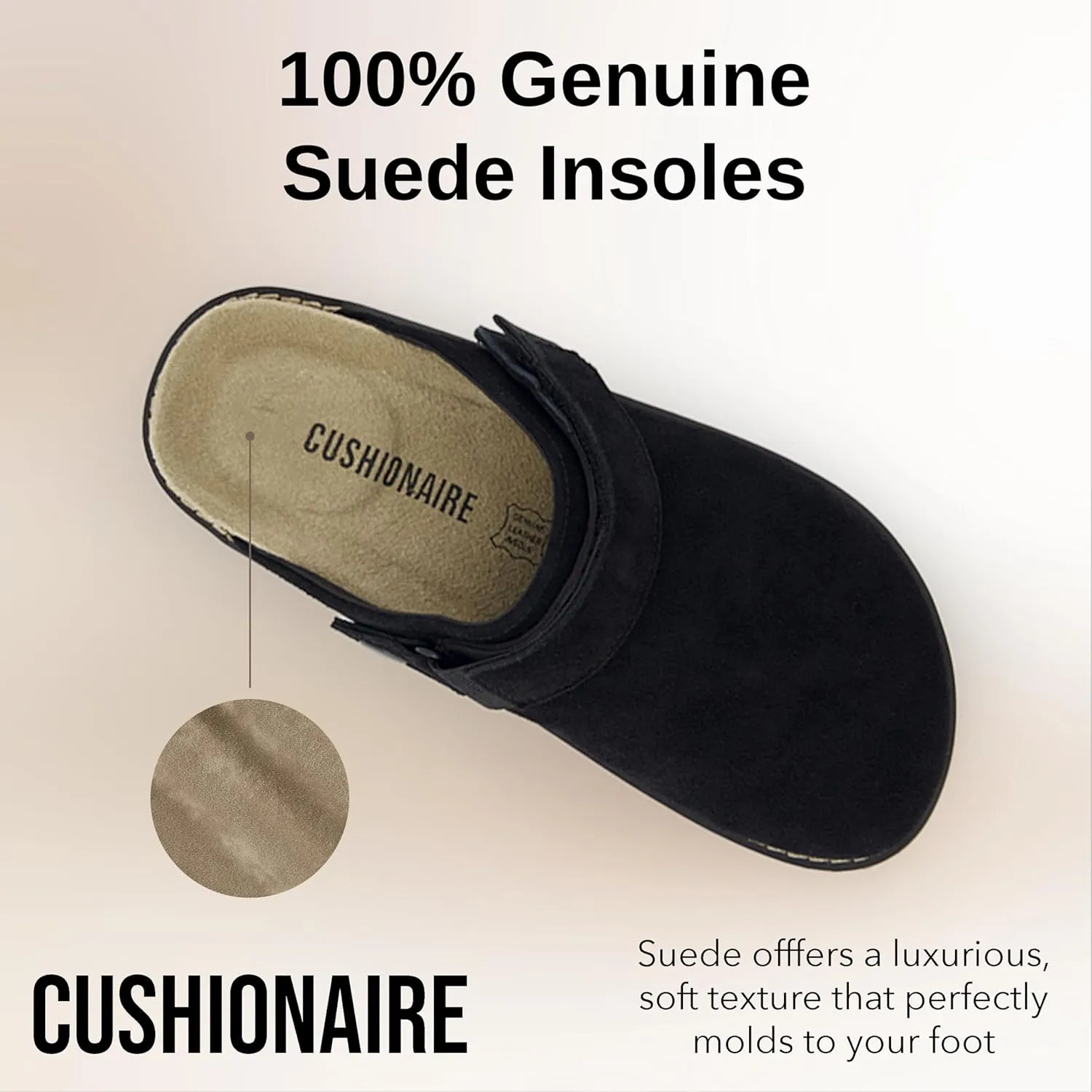 CUSHIONAIRE Women's Boulder Genuine Suede Clog with Swivel Strap  Lightweight EVA Sole, Memory Foam Insole, Wide Widths Available