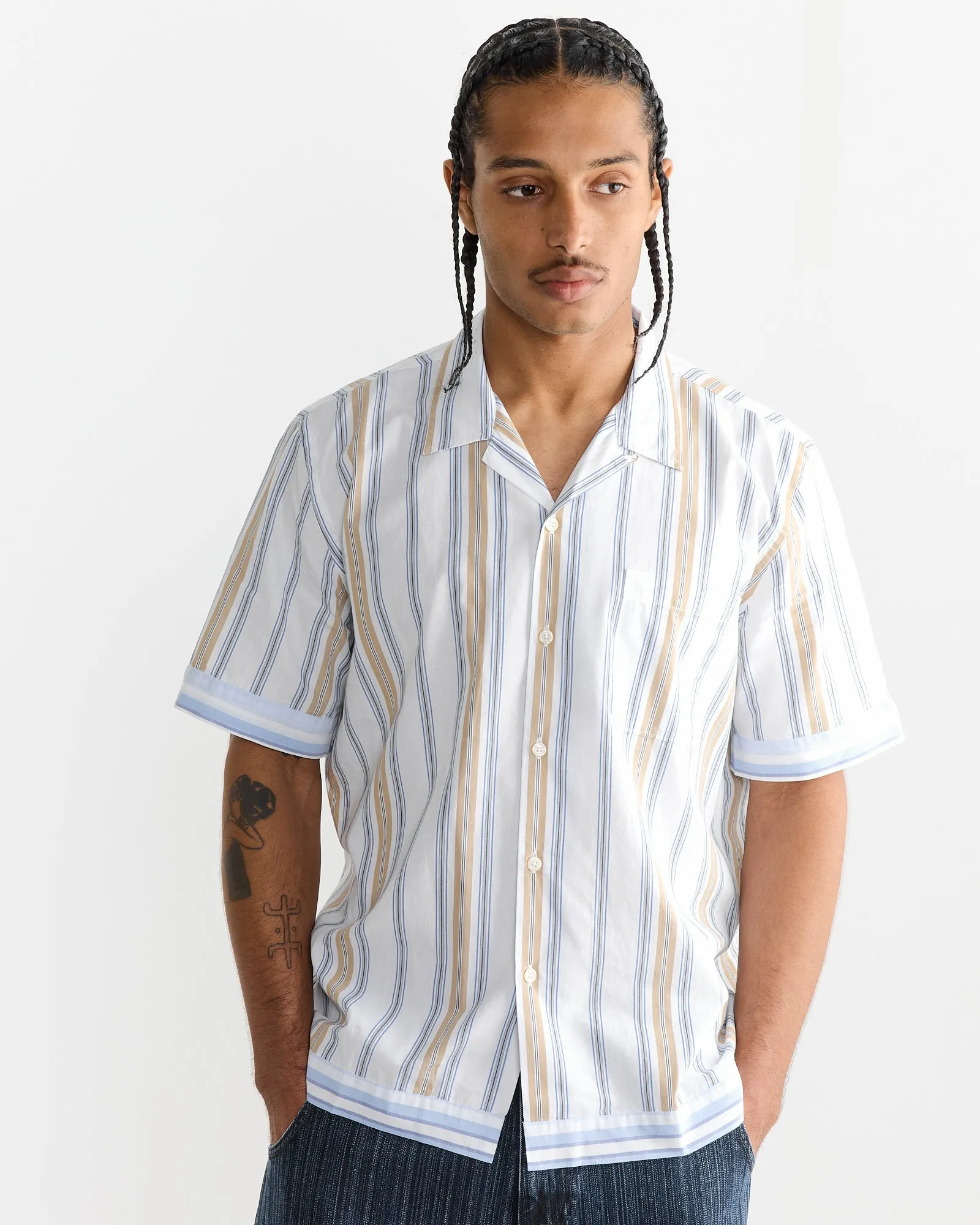 Dean Road Shirt in Blue/Sand