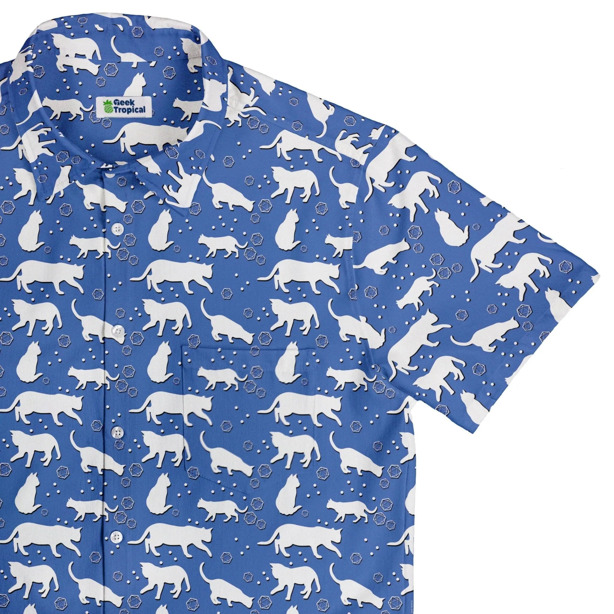 Dnd Dice Cats Button Up Shirt