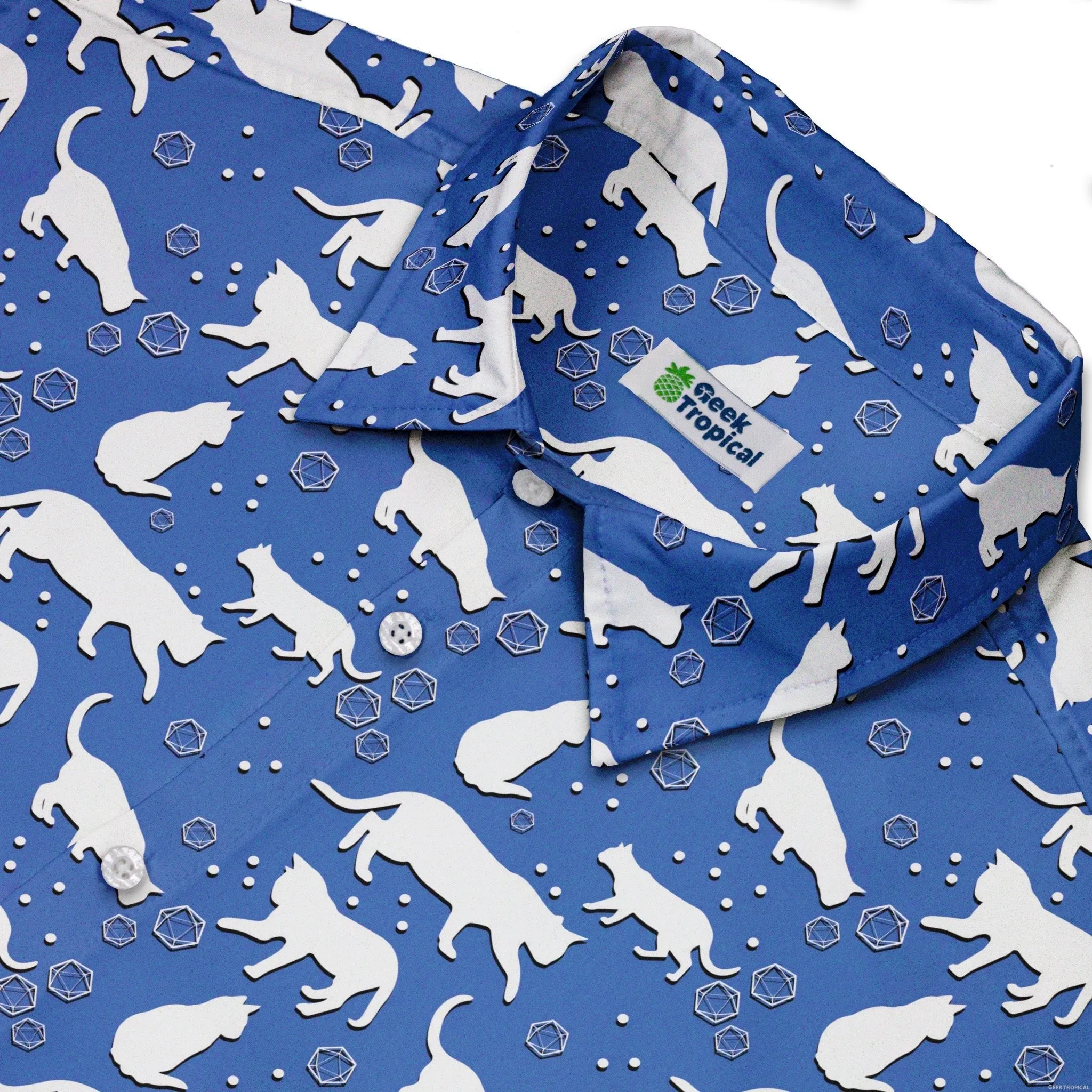 Dnd Dice Cats Button Up Shirt