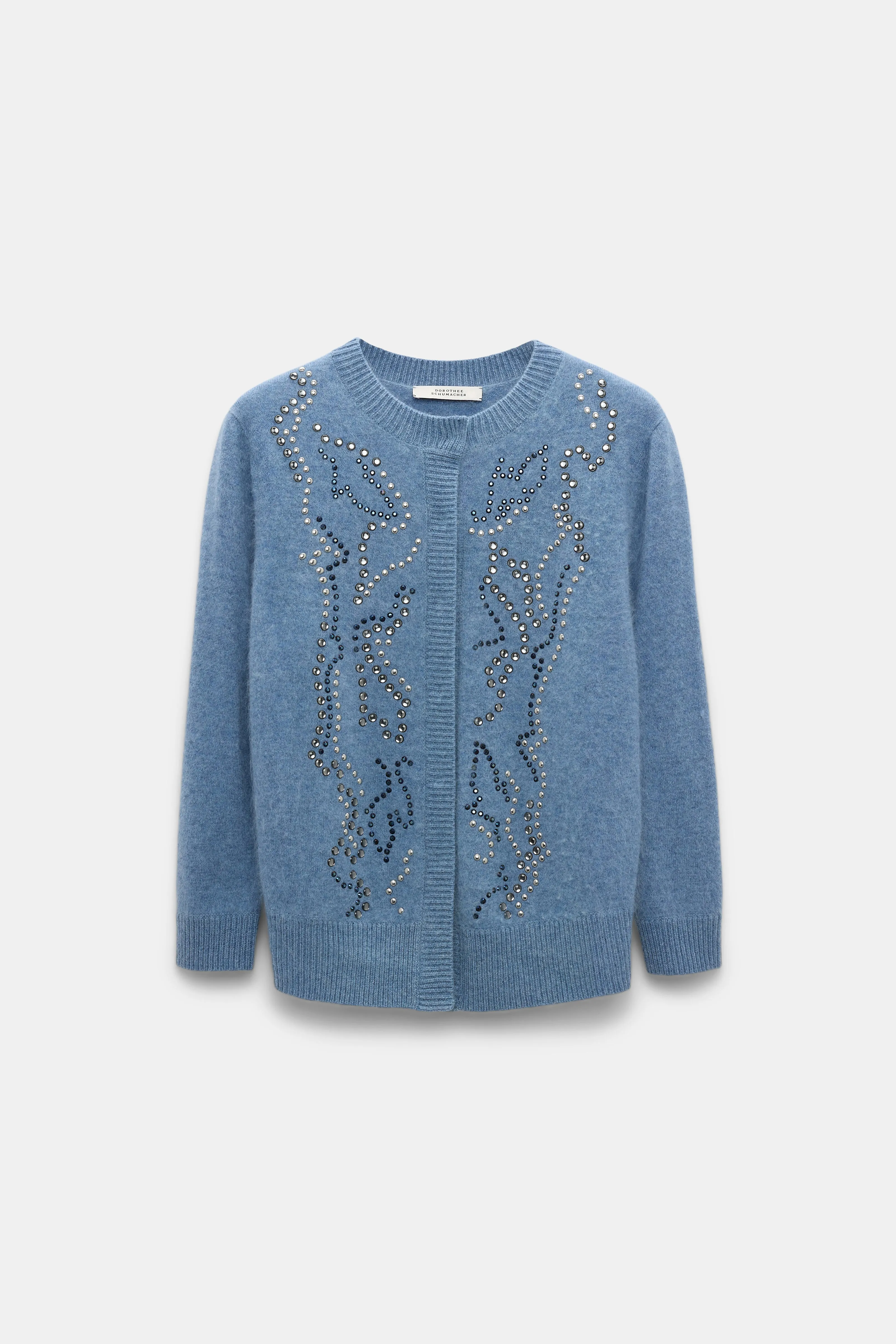 Dorothee Schumacher Fluffy Knit Embellished Cardigan in Blue