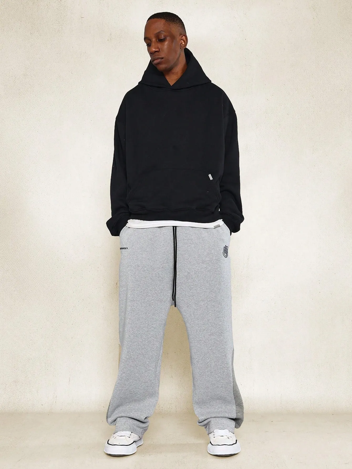 Drop Crotch Jogger Pant With Colour Block Side Panel Detail And Embroidery Print