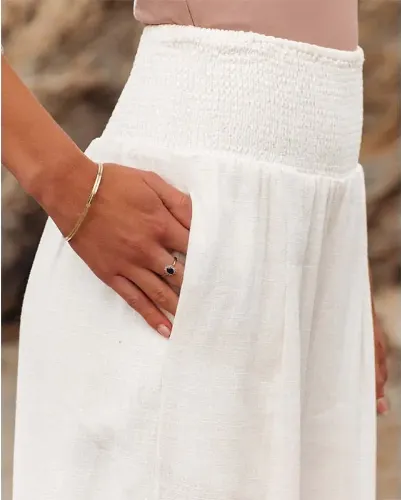 Désir Linen Trousers - Pantalona Model with Pockets and Elastane Coz