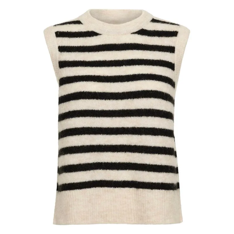 Emmely Slipover in Cream & Black Stripes