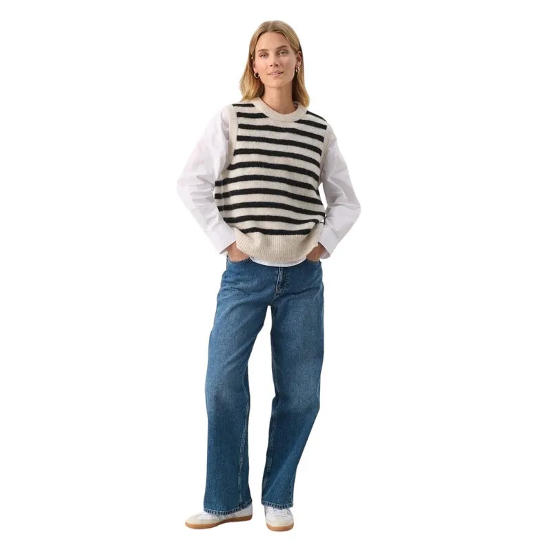 Emmely Slipover in Cream & Black Stripes