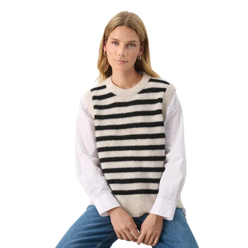 Emmely Slipover in Cream & Black Stripes