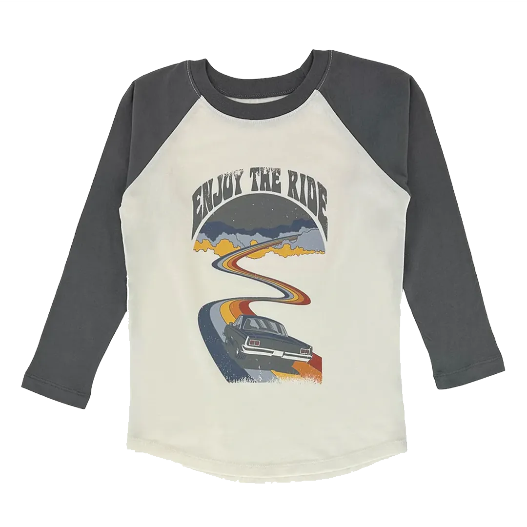Enjoy the Ride Raglan Tee - Natural/Faded Black