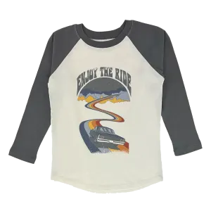 Enjoy the Ride Raglan Tee - Natural/Faded Black